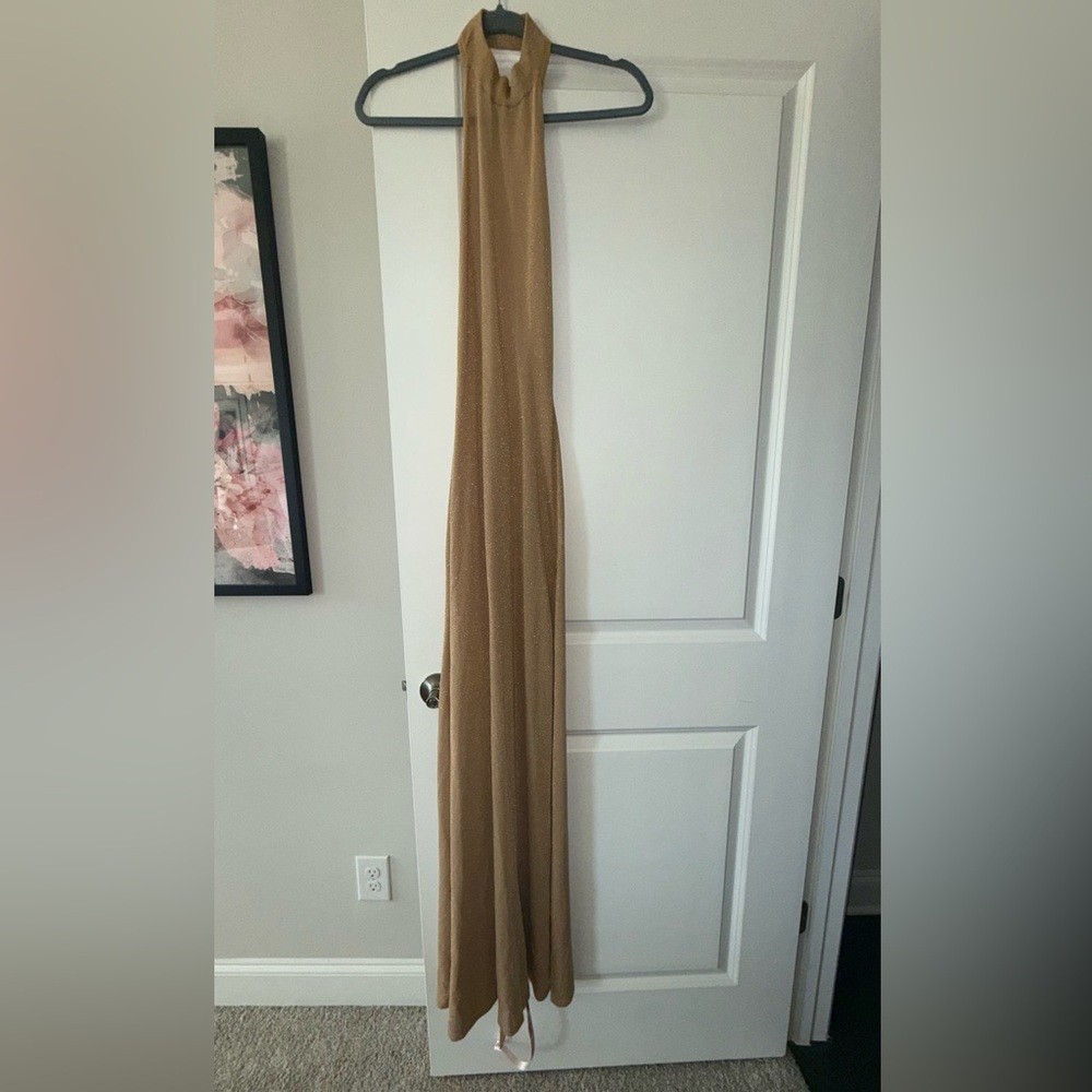 House of CB Selia Gold Knit Maxi Dress, Size XS - Picture 7 of 11